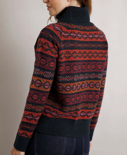 Annecy Fair Isle Roll Neck Jumper - Navy