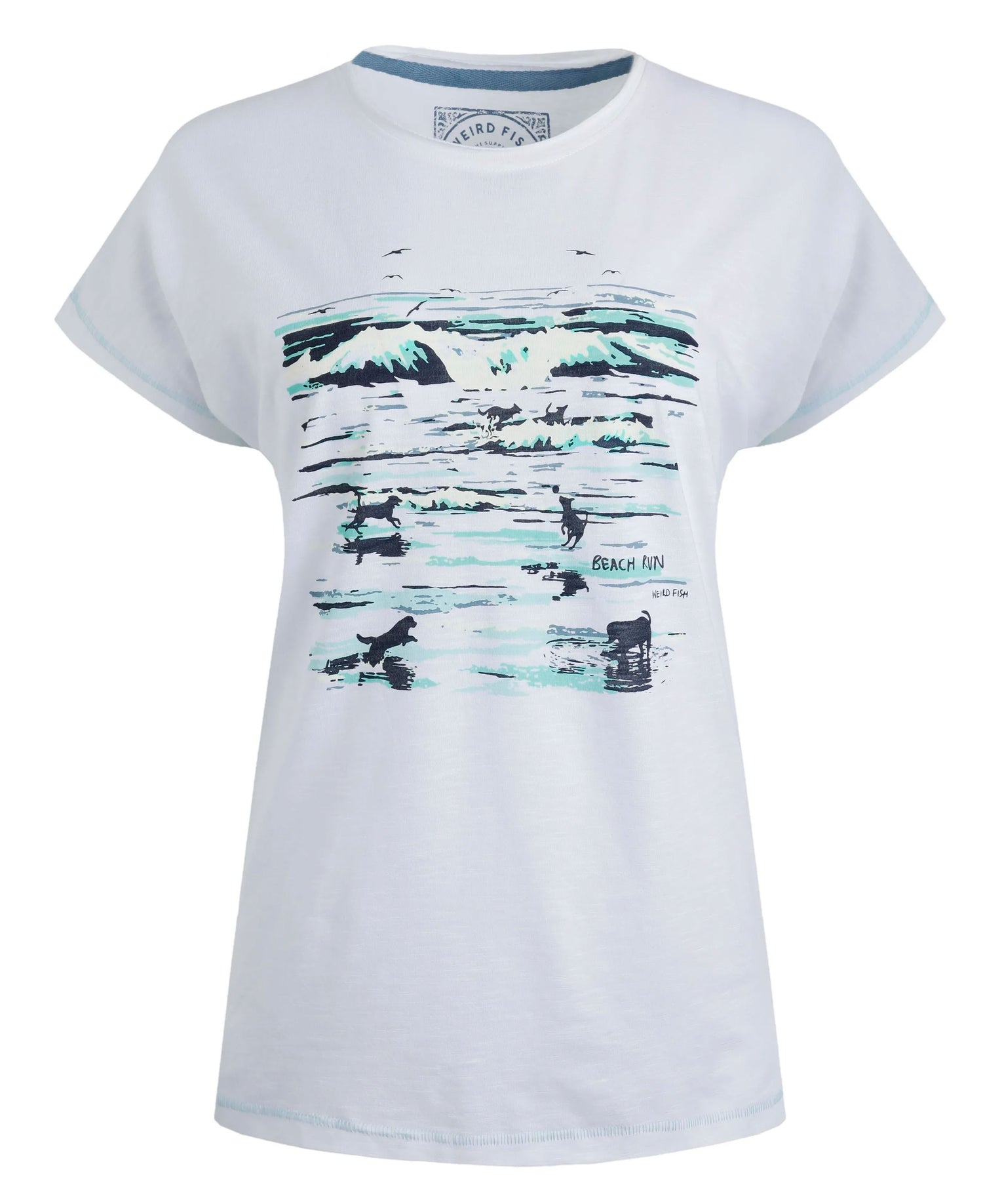 Beach Run Organic Graphic Slub Tee - White