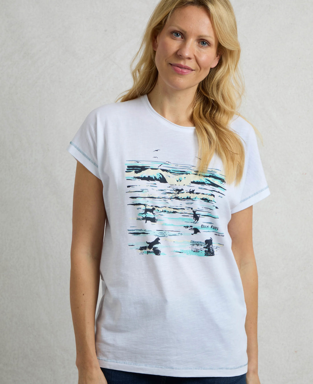 Beach Run Organic Graphic Slub Tee - White