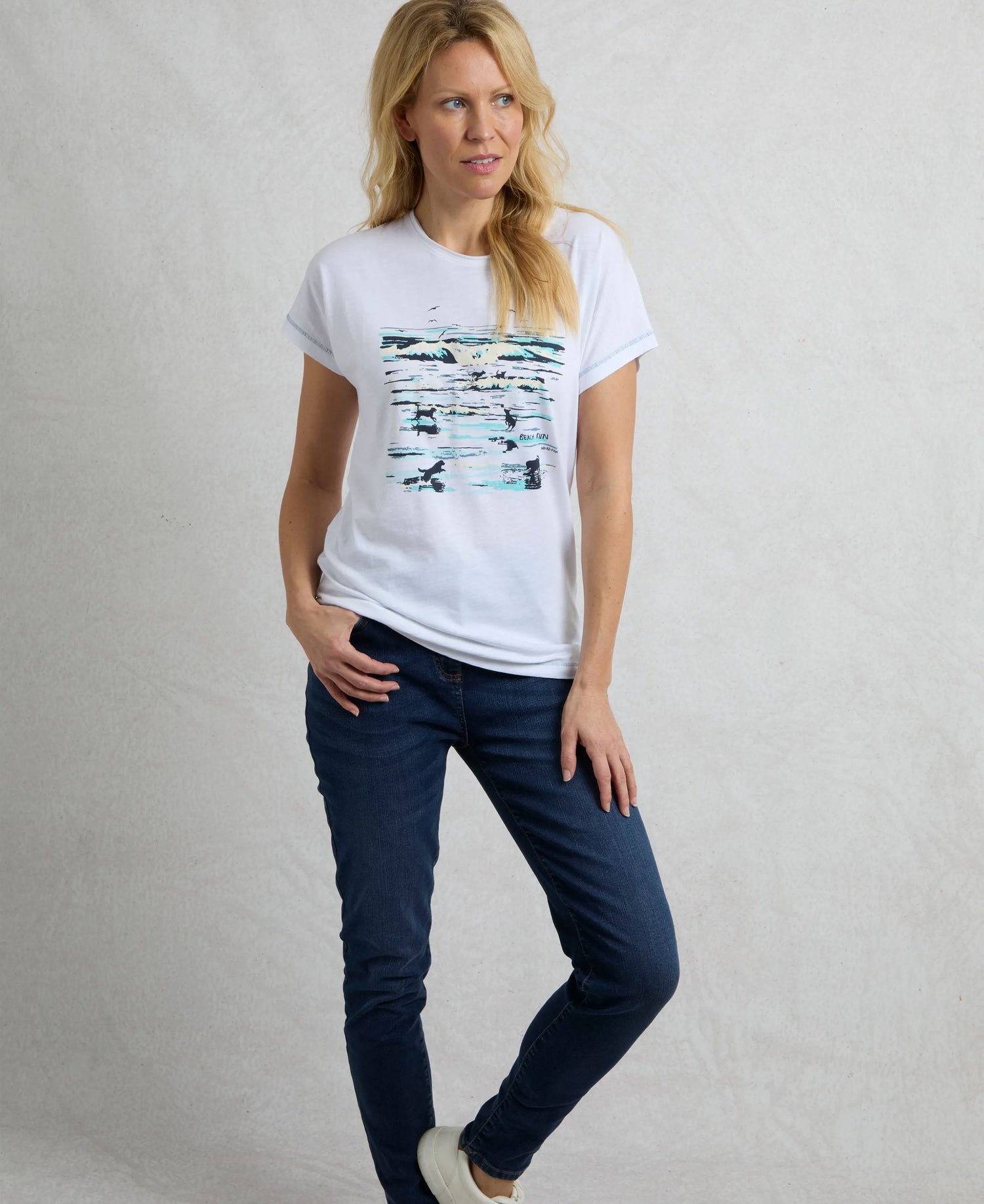 Beach Run Organic Graphic Slub Tee - White