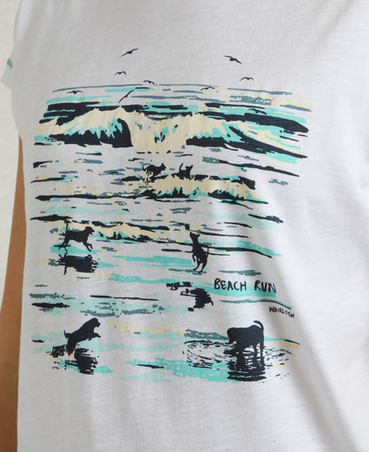 Beach Run Organic Graphic Slub Tee - White