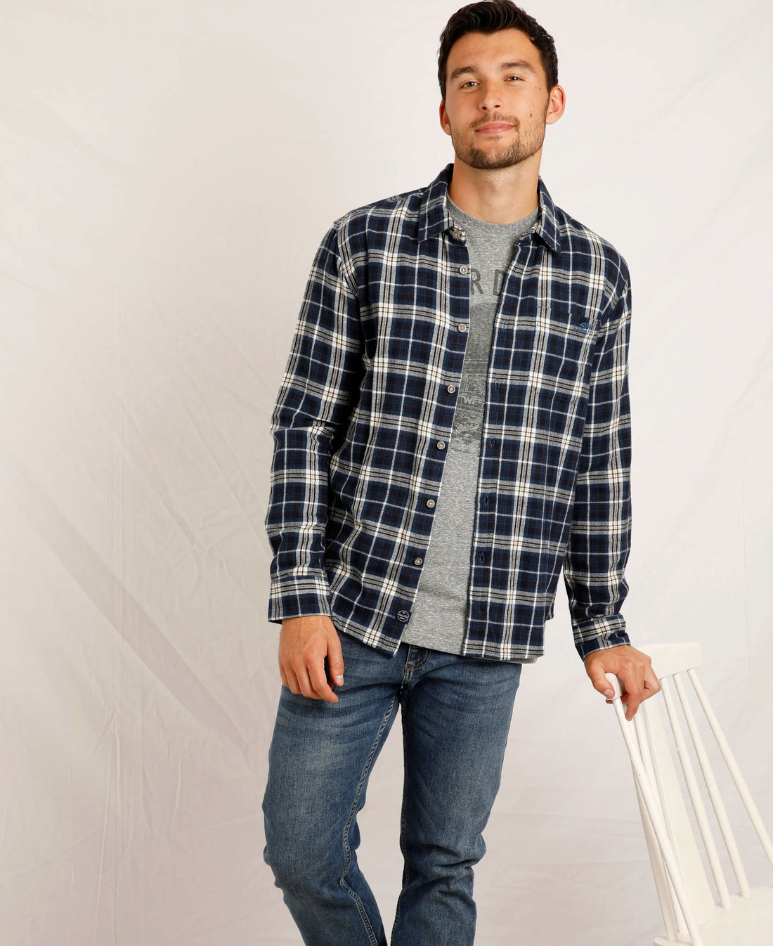 Broxton Organic Herringbone Shirt - Federal Blue
