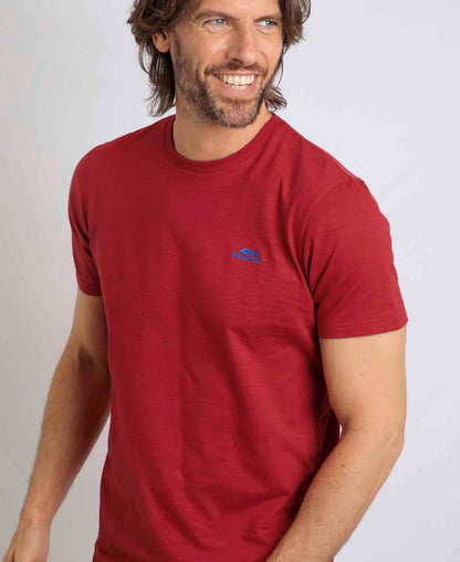 Fished Organic Branded Tee - Barberry Red Marl