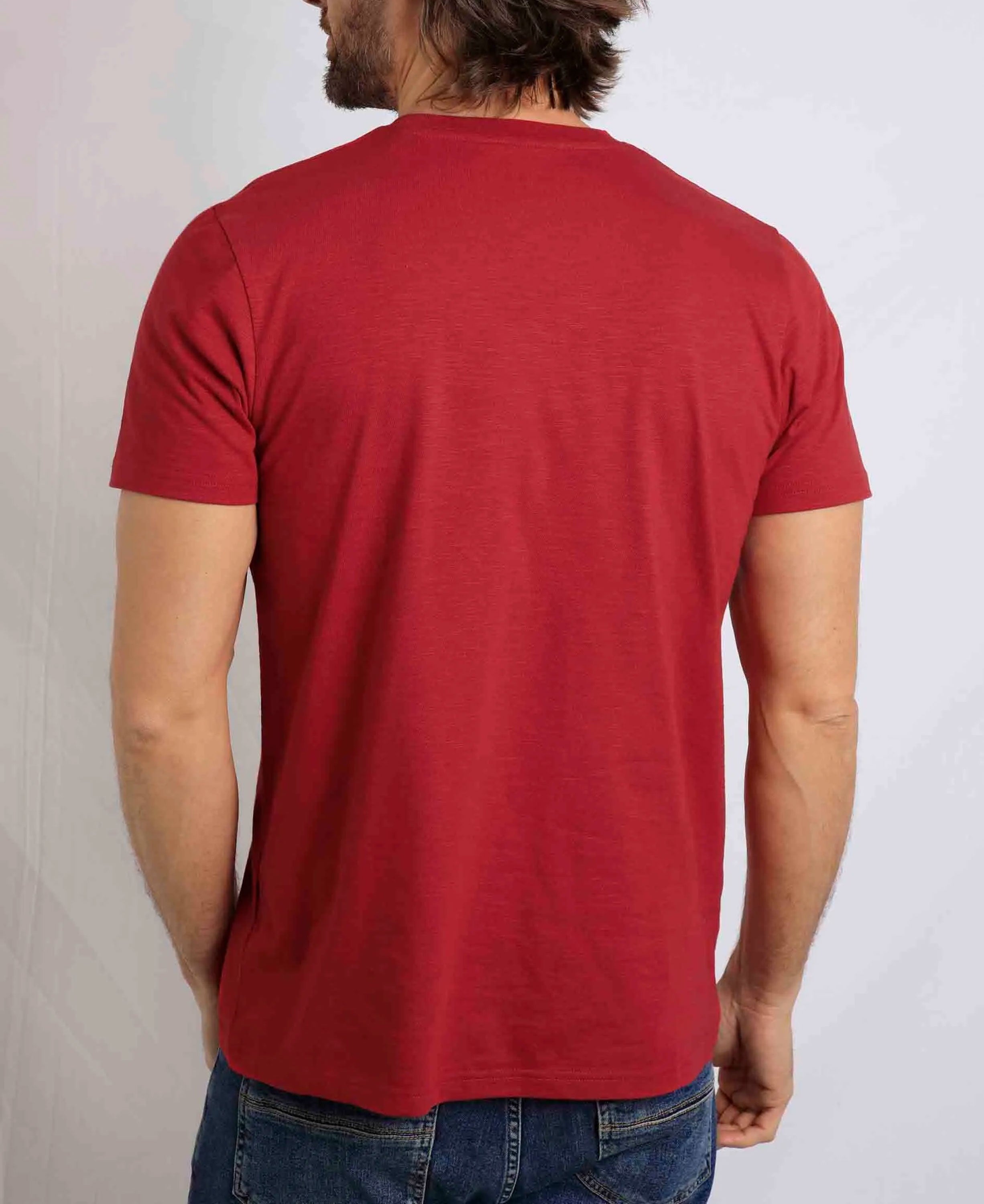 Fished Organic Branded Tee - Barberry Red Marl