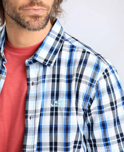 Judd Short Sleeve Check Shirt - Blue Surf