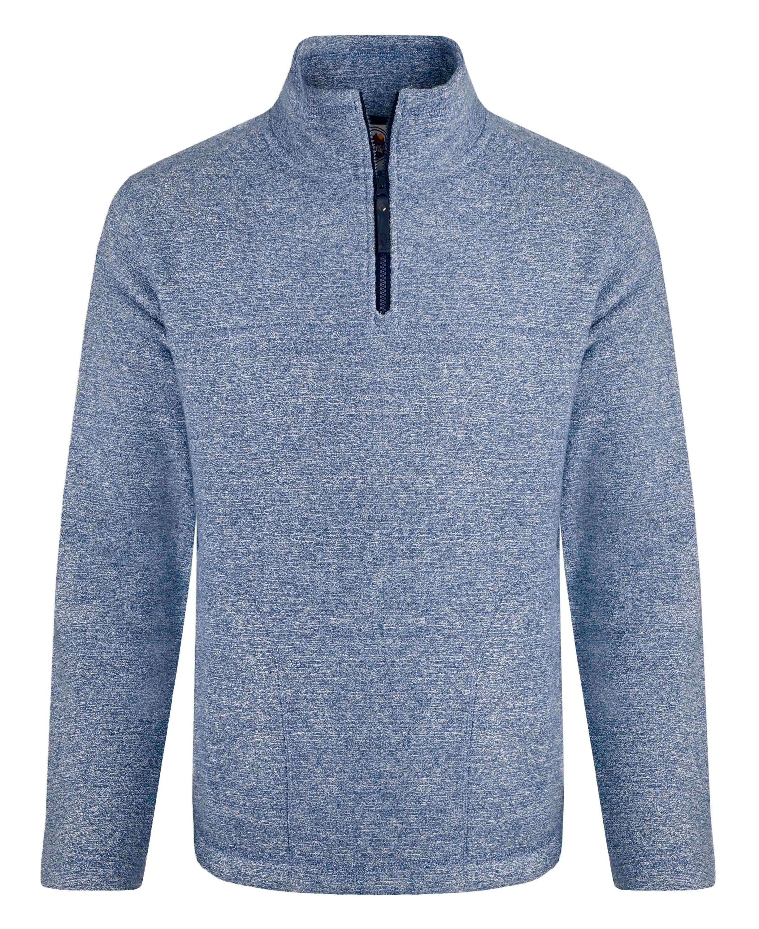 Laramie Eco 1/4 Zip Snow Marl Fleece - Mid Blue