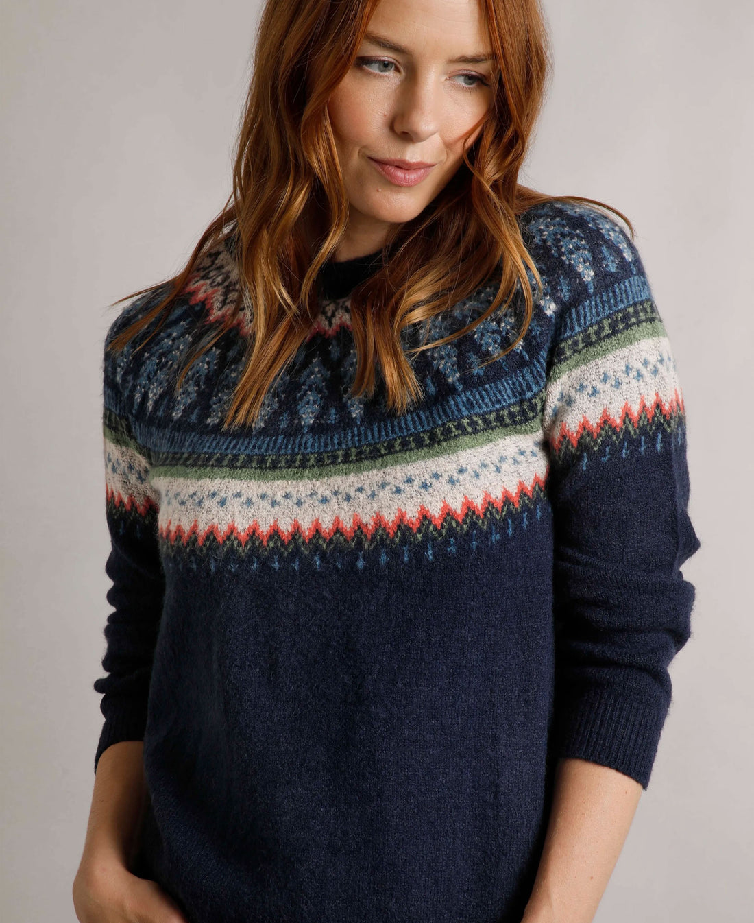 Lowell Eco Fair Isle Jumper - Navy