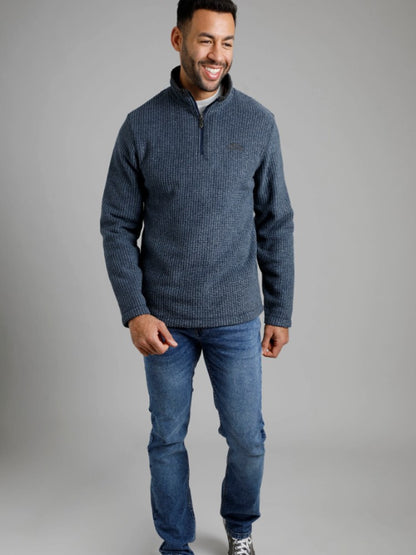 Newark Eco 1/4 Zip Grid Fleece - Navy