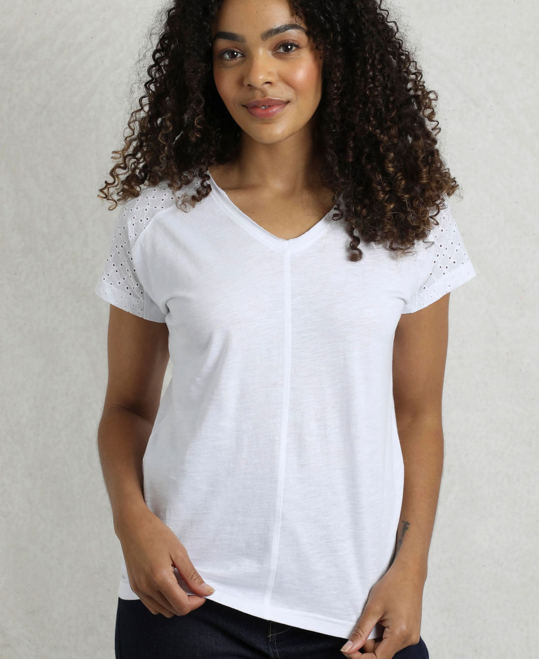 Pernille Organic Cutaway Tee - White