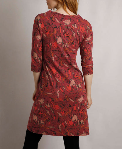 Starshine Organic Printed Dress - Rhubarb