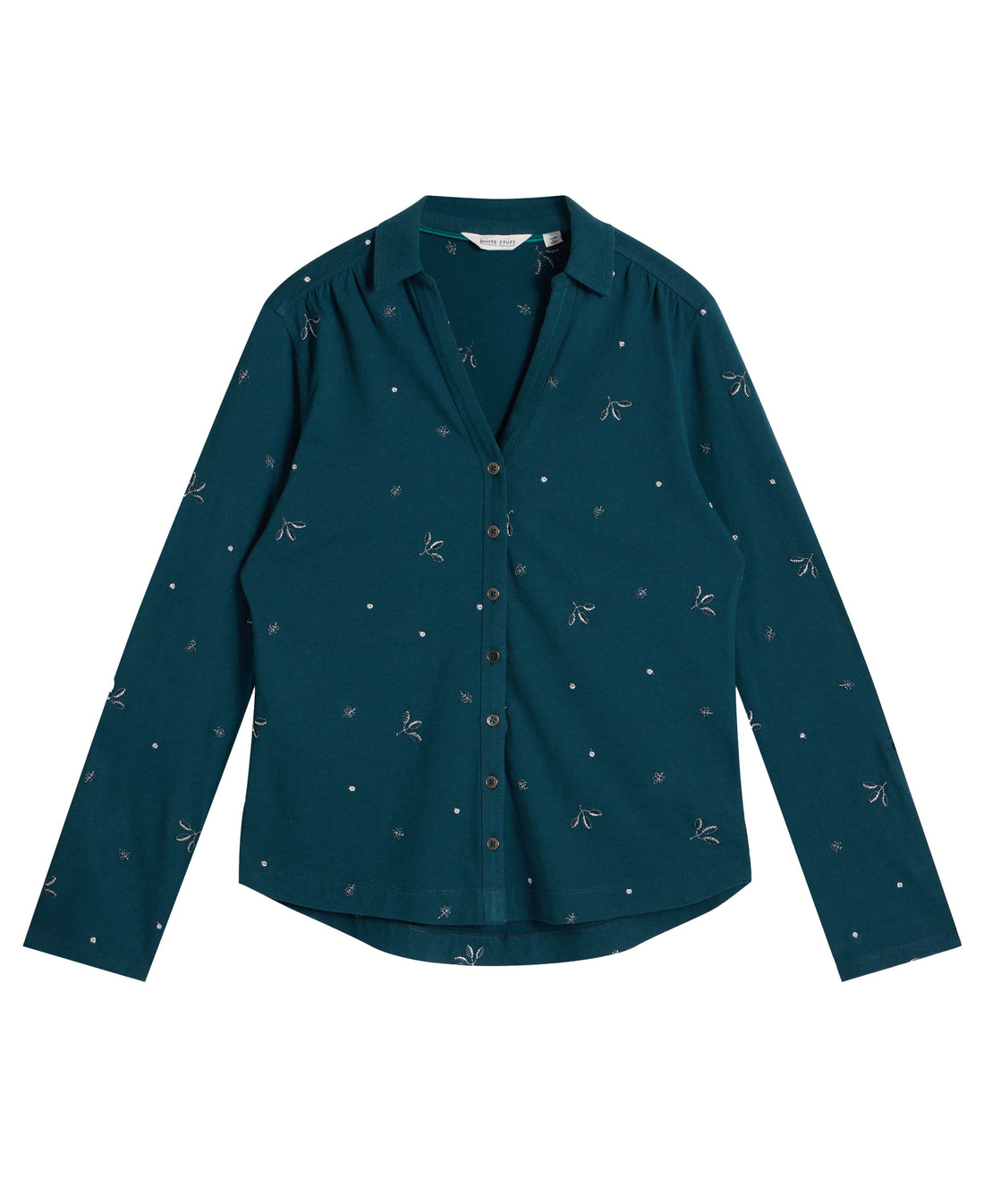 Annie Embroidered Shirt - Teal Multi