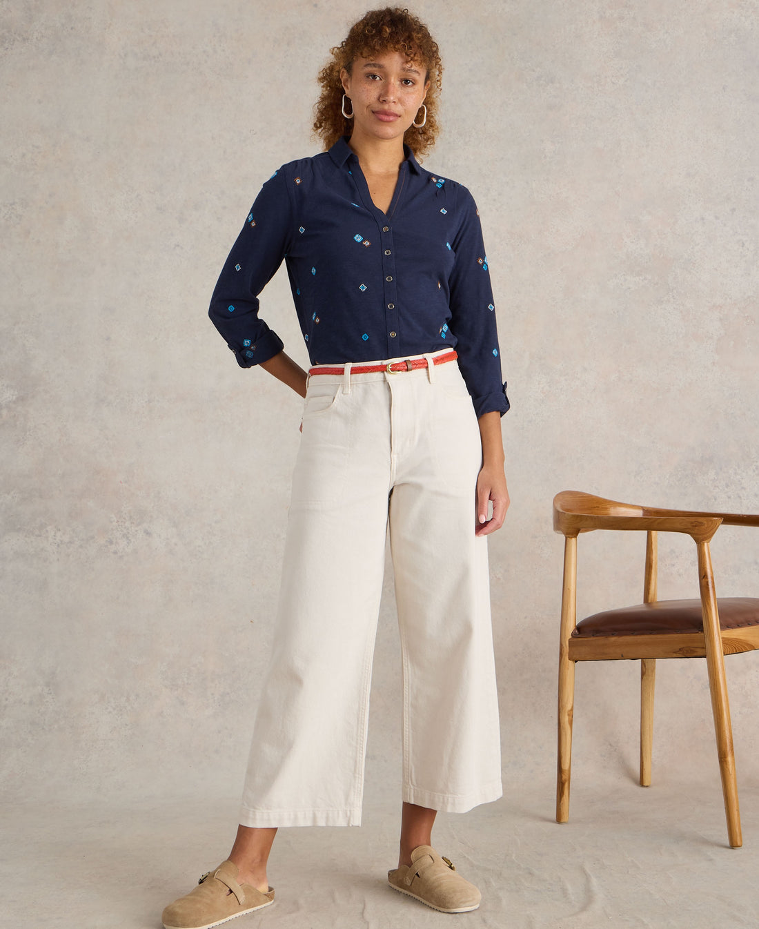 Annie Embroidered Shirt - Navy Multi