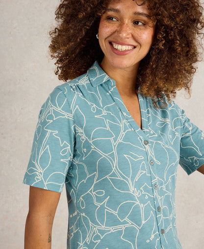 Annie Short Sleeve Jersey Shirt - Blue Print