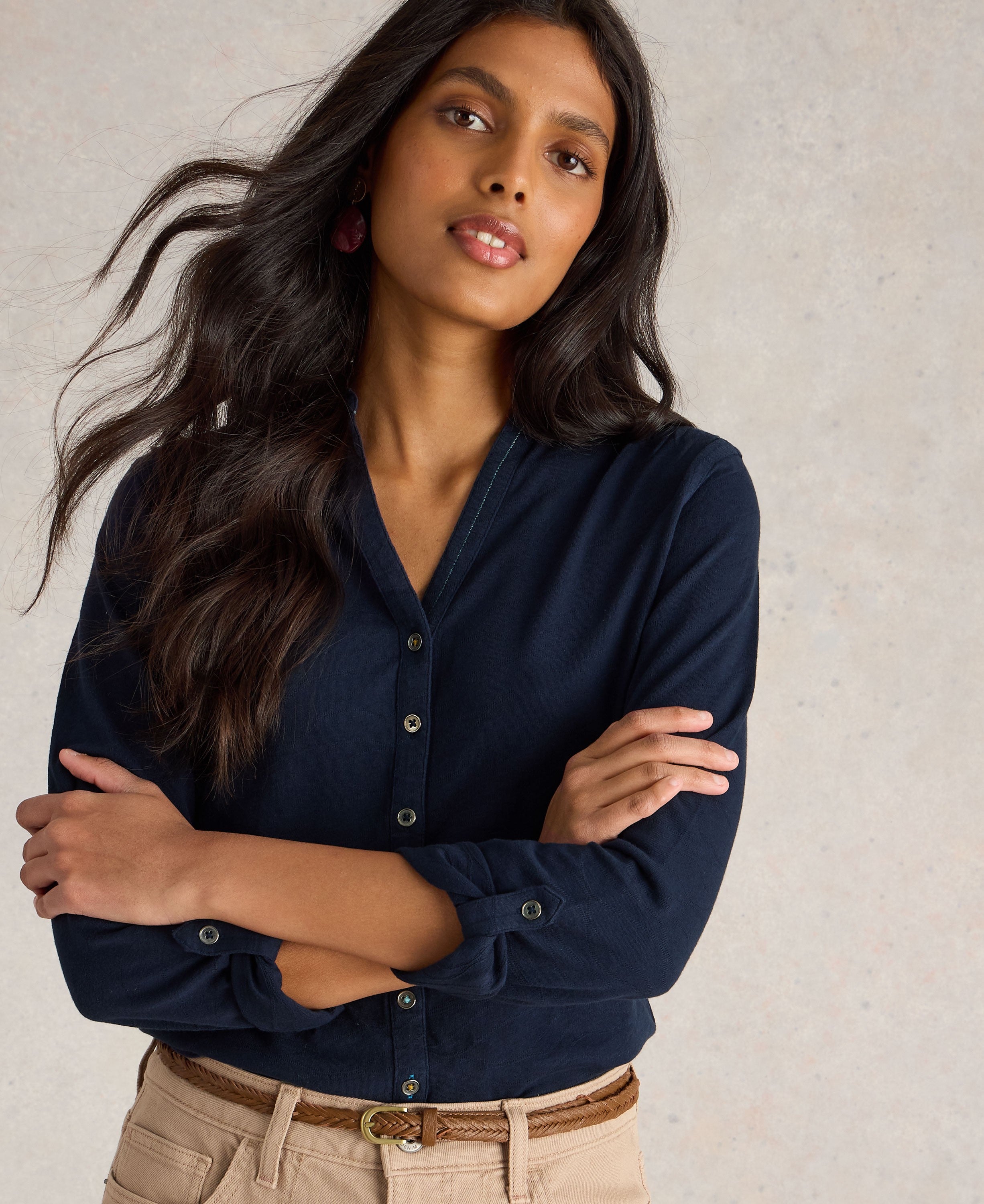 Annie Textured Shirt - French Navy