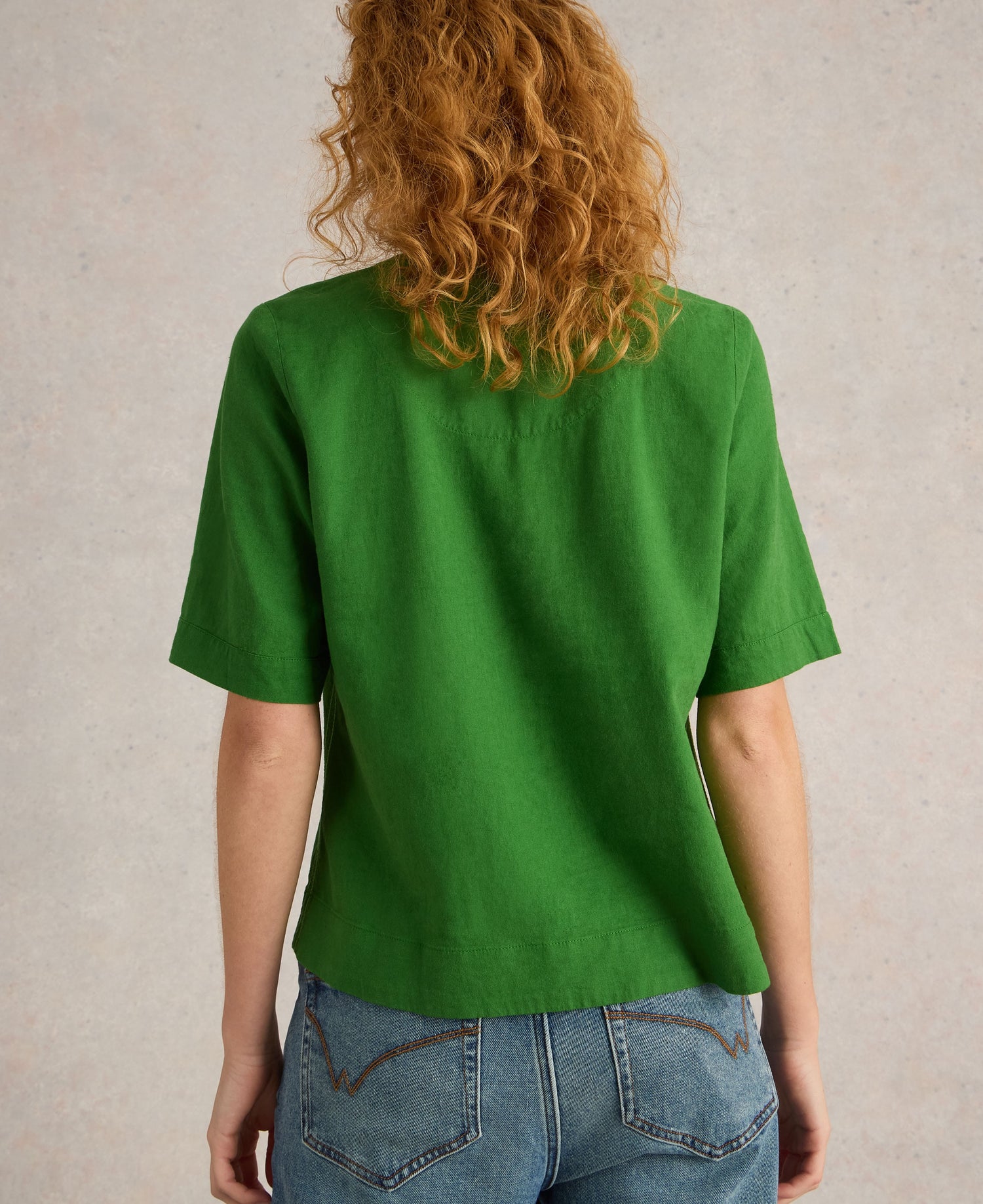 Ash Linen Blend Top - Mid Green