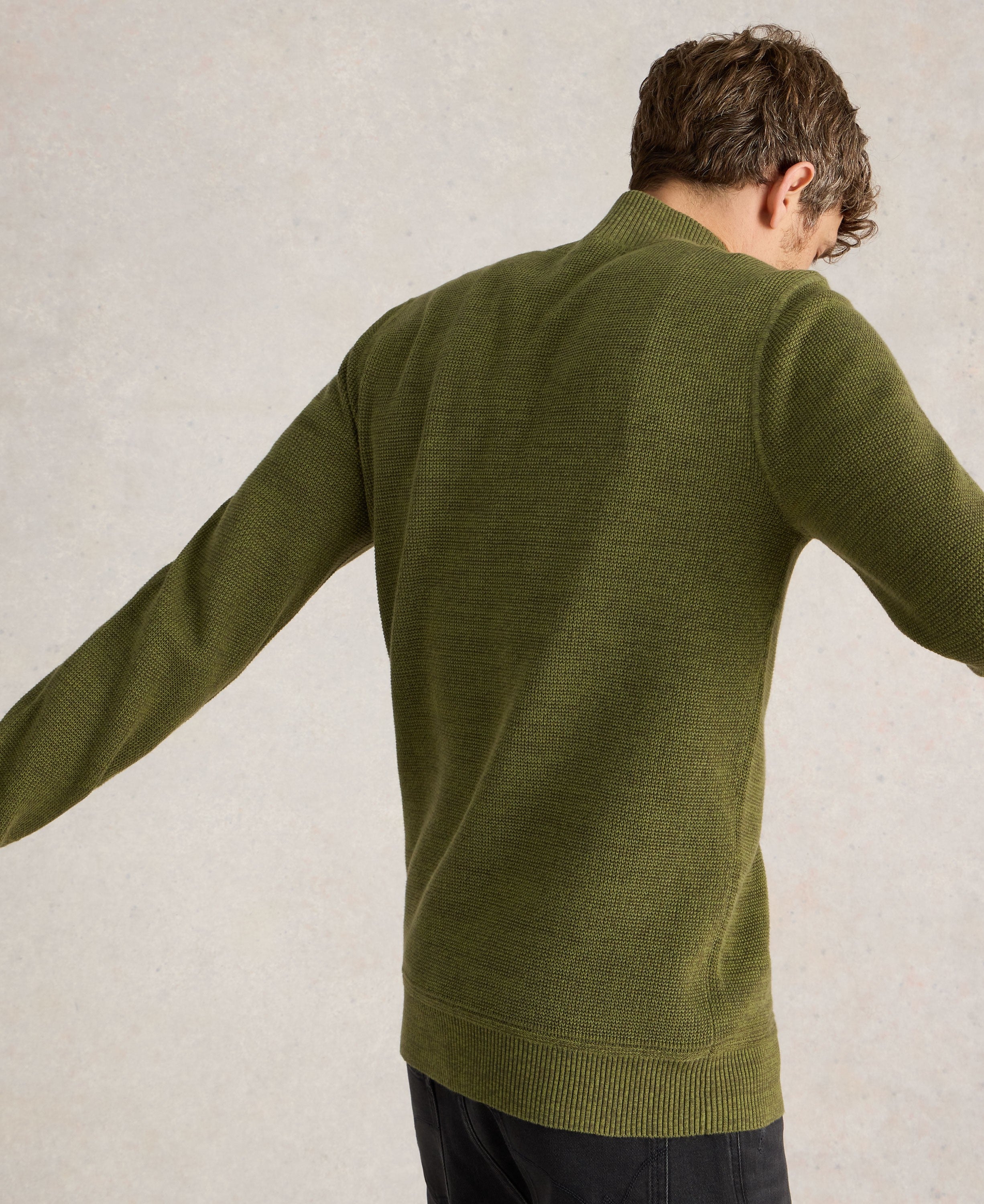 Attadale Funnel Neck Jumper - Khaki Green