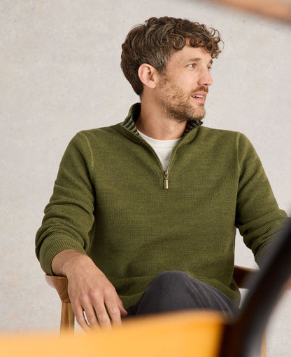 Attadale Funnel Neck Jumper - Khaki Green