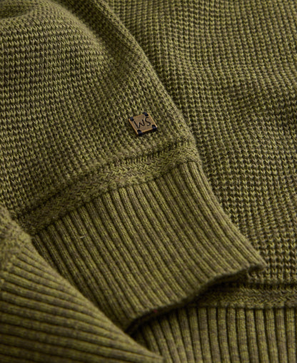 Attadale Funnel Neck Jumper - Khaki Green