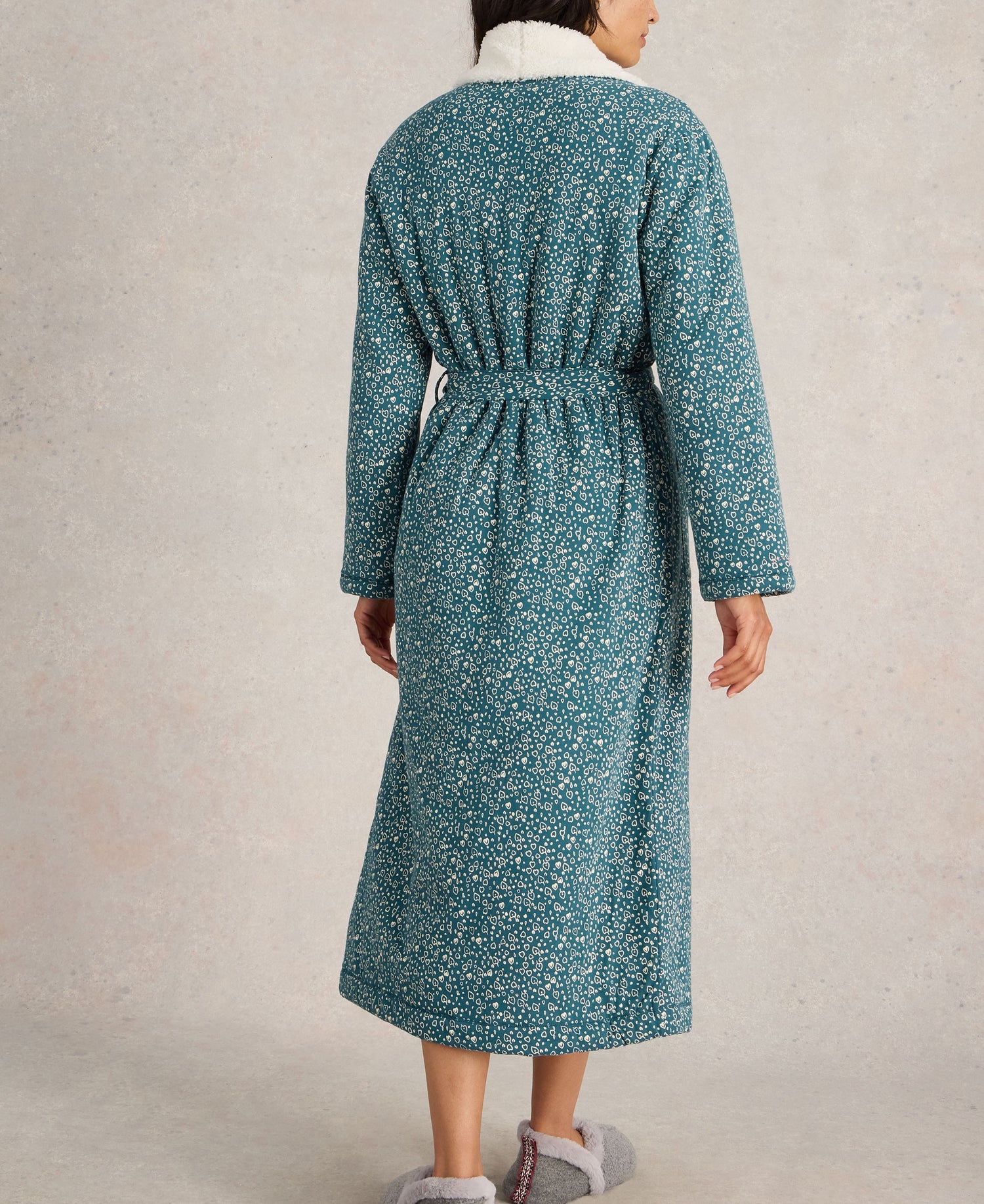 Ava Lined Dressing Gown - Teal Print