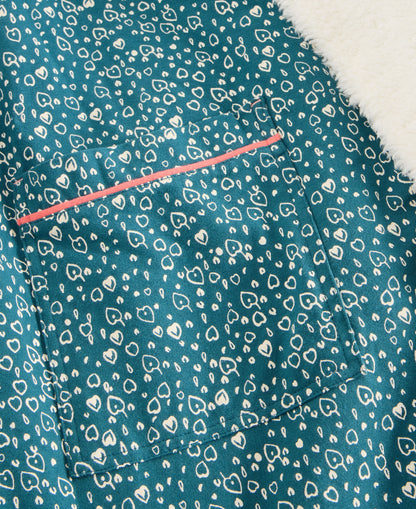 Ava Lined Dressing Gown - Teal Print