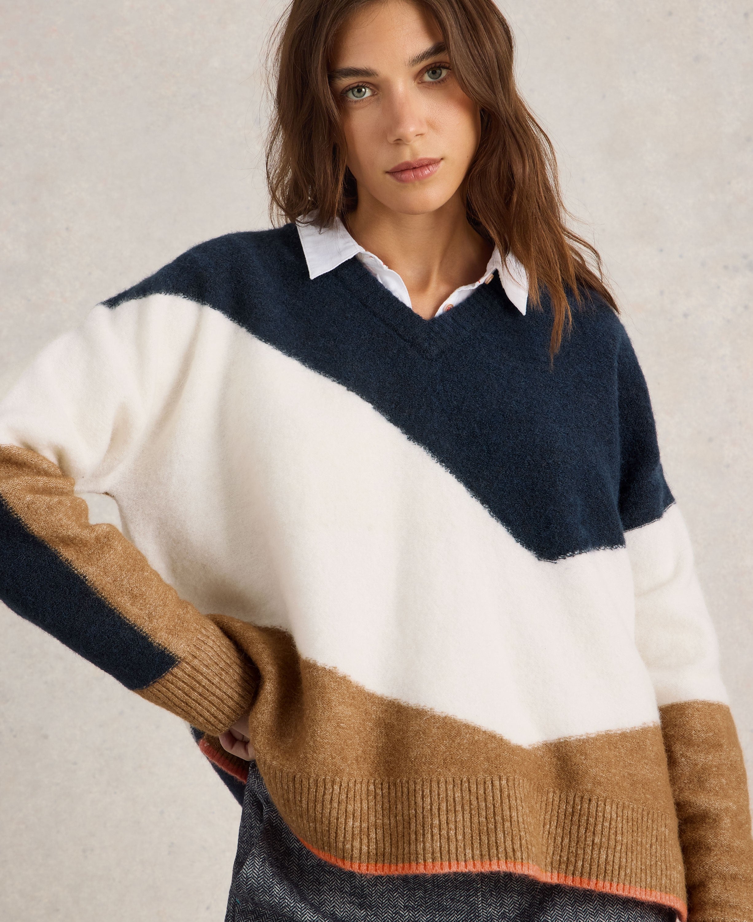 Cerie Chevron Jumper - Natural Multi