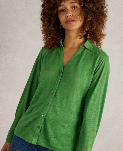 Charlie Linen Shirt - Mid Green