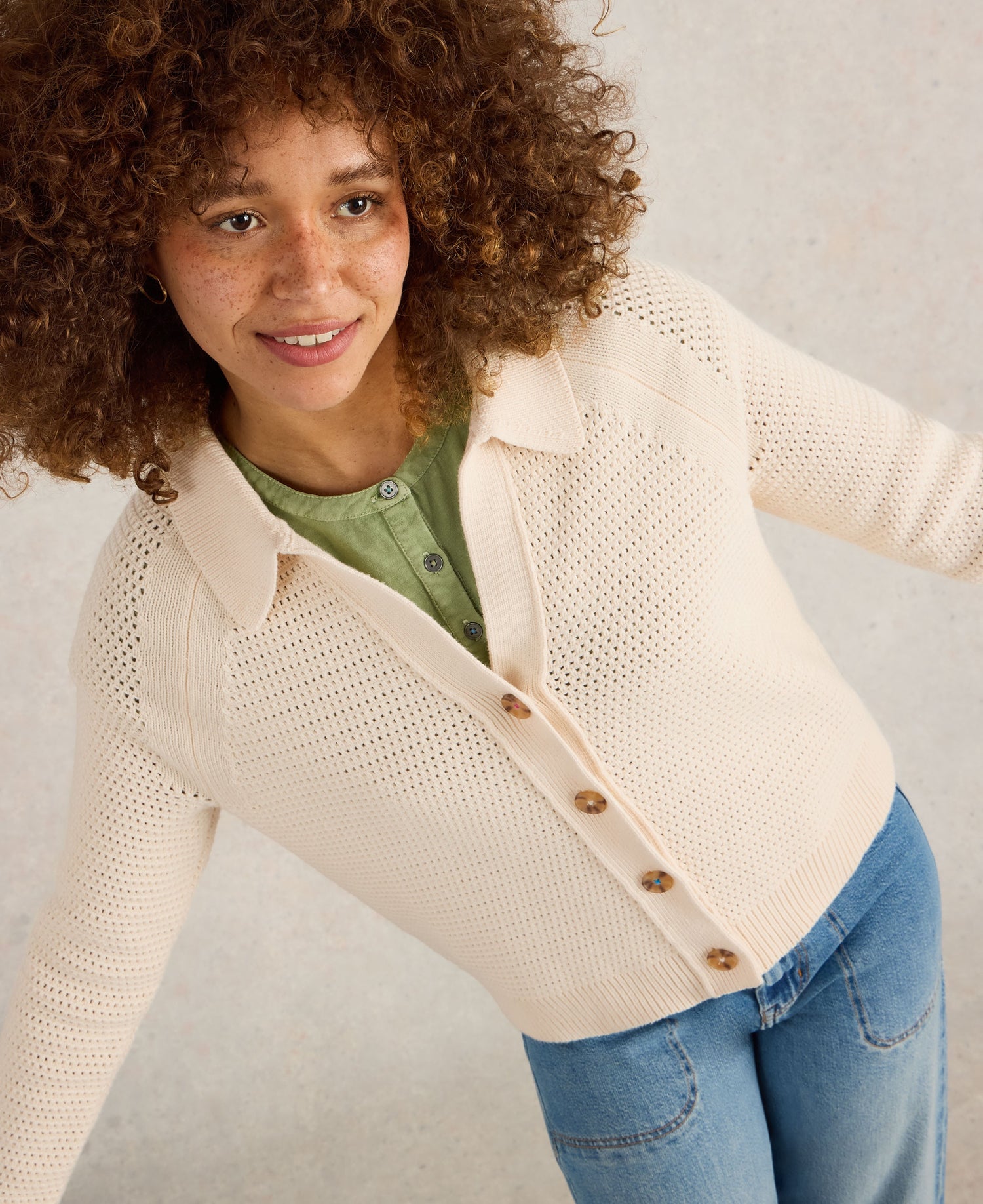 Chaterly Collar Cardi - Natural White