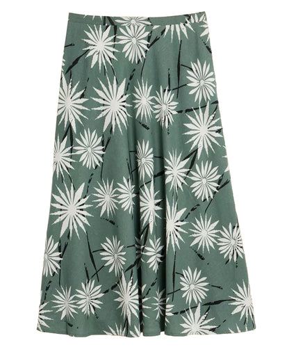 Clemence Linen Blend Skirt - Green Print