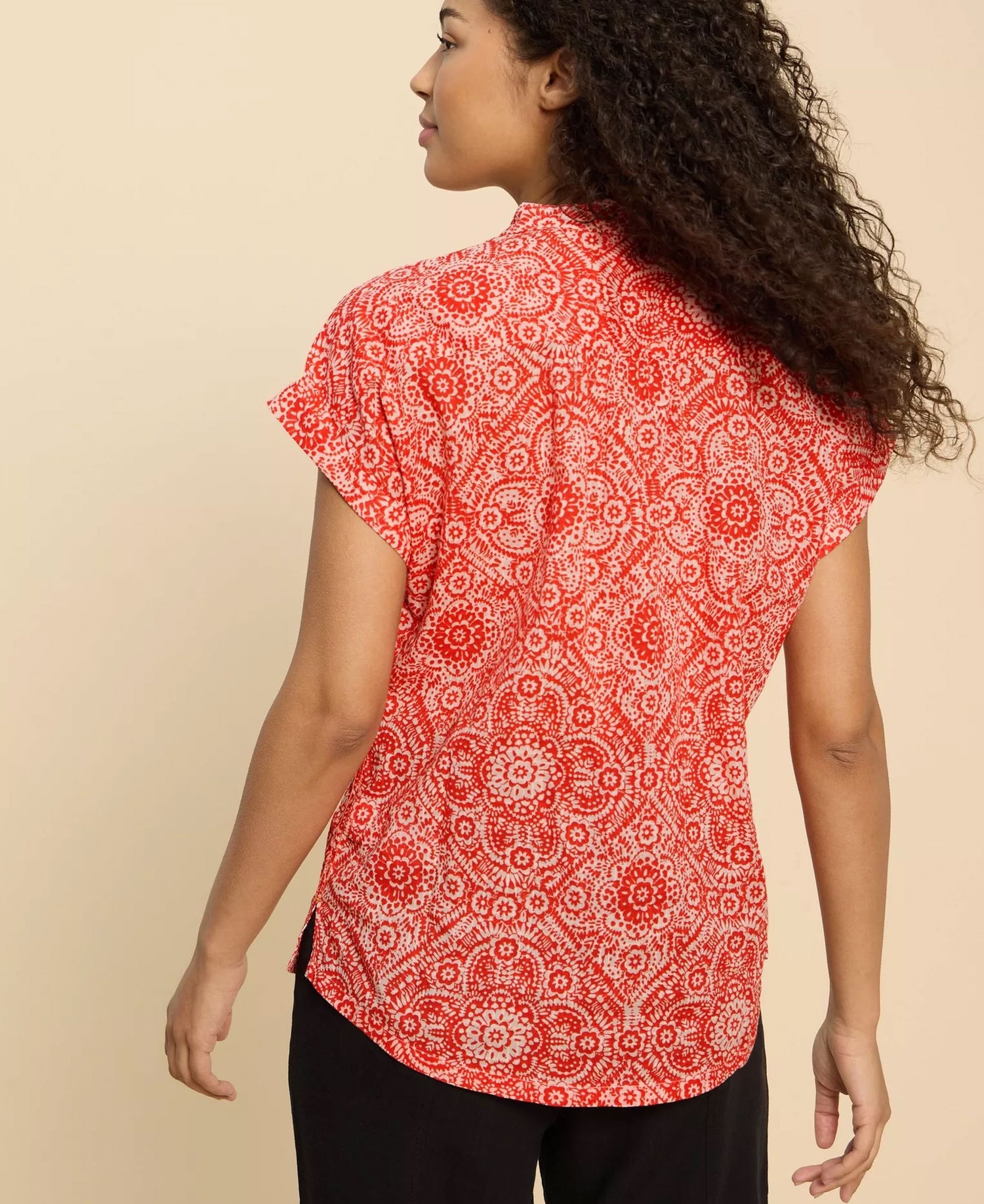Ellie Organic Cotton Shirt - Orange Print