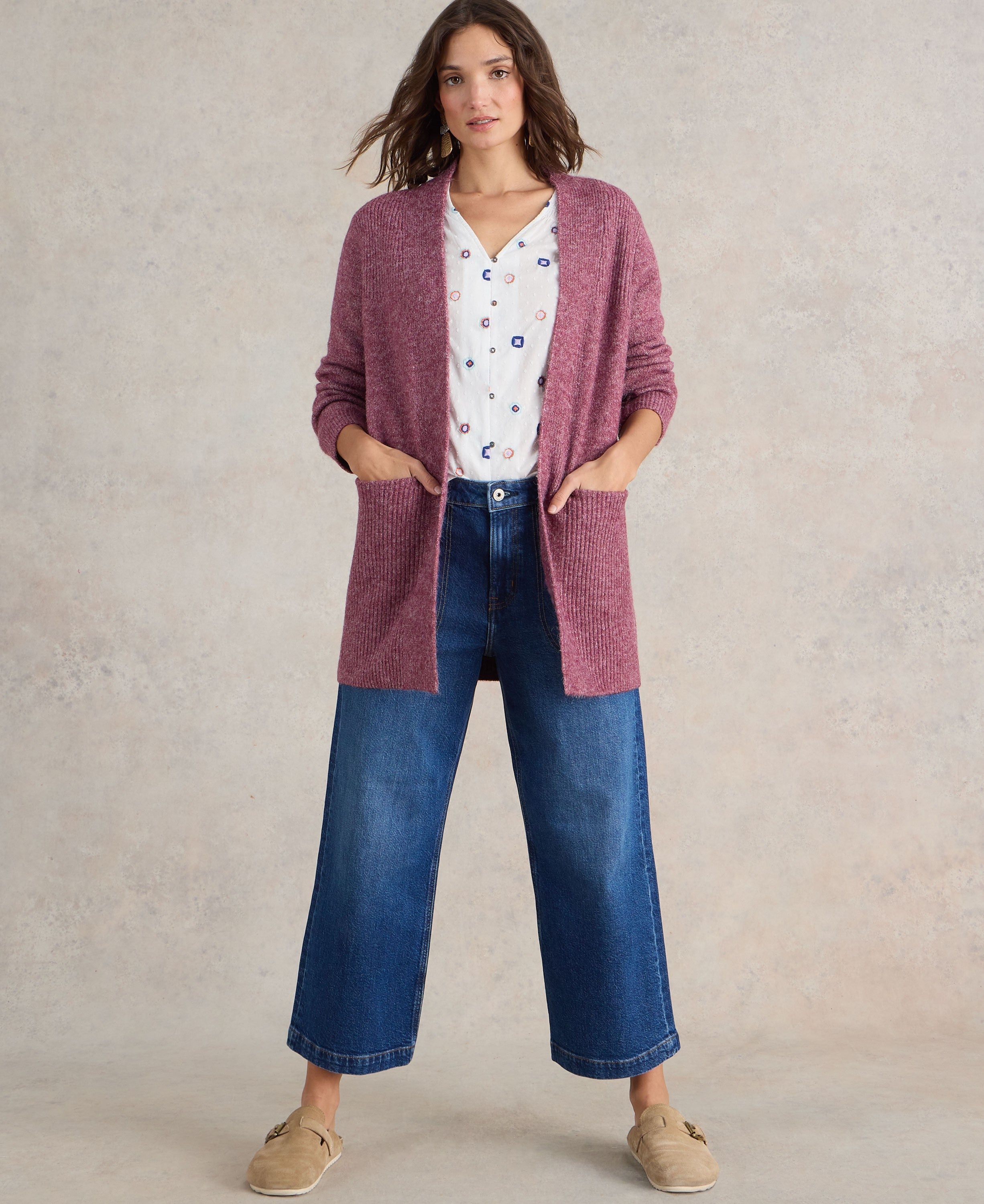 Erin Longline Cardi - Dark Plum