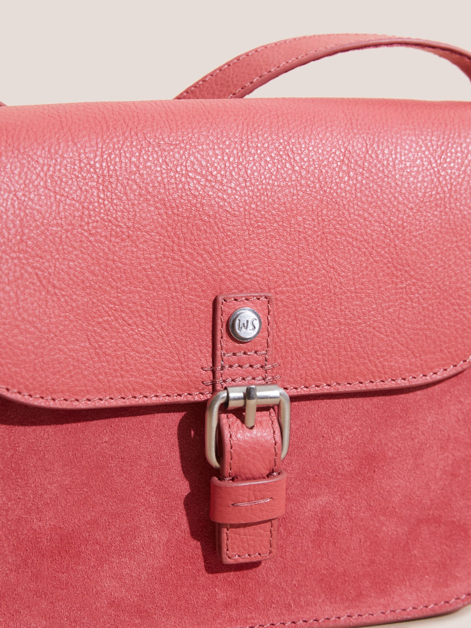 Eve Buckle Leather Satchel - Mid Pink