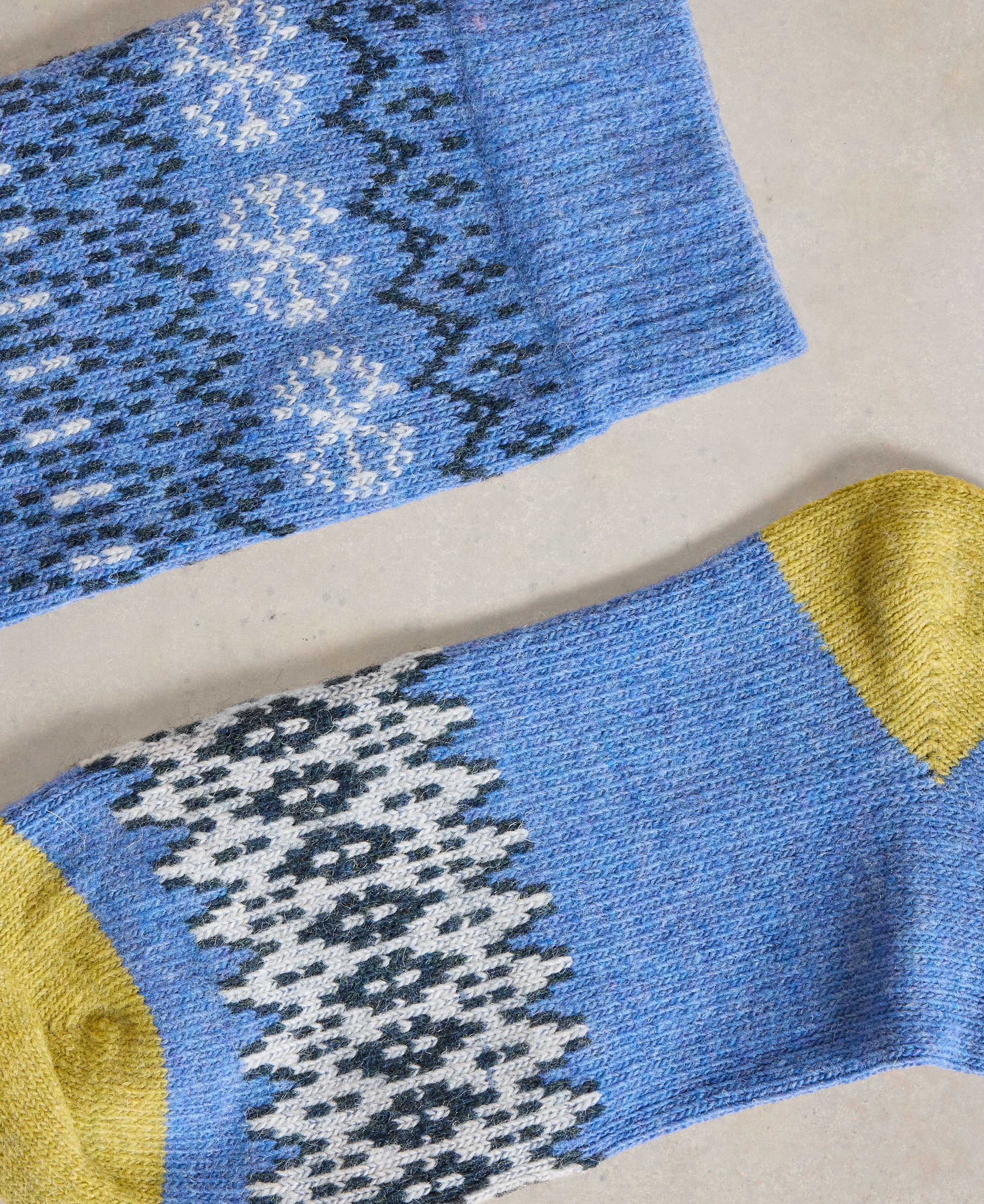 Fairisle Wool Mix Sock - Blue Mlt