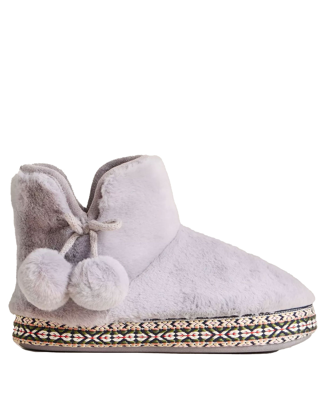 Faux Fur Bootie Slipper - Mid Grey