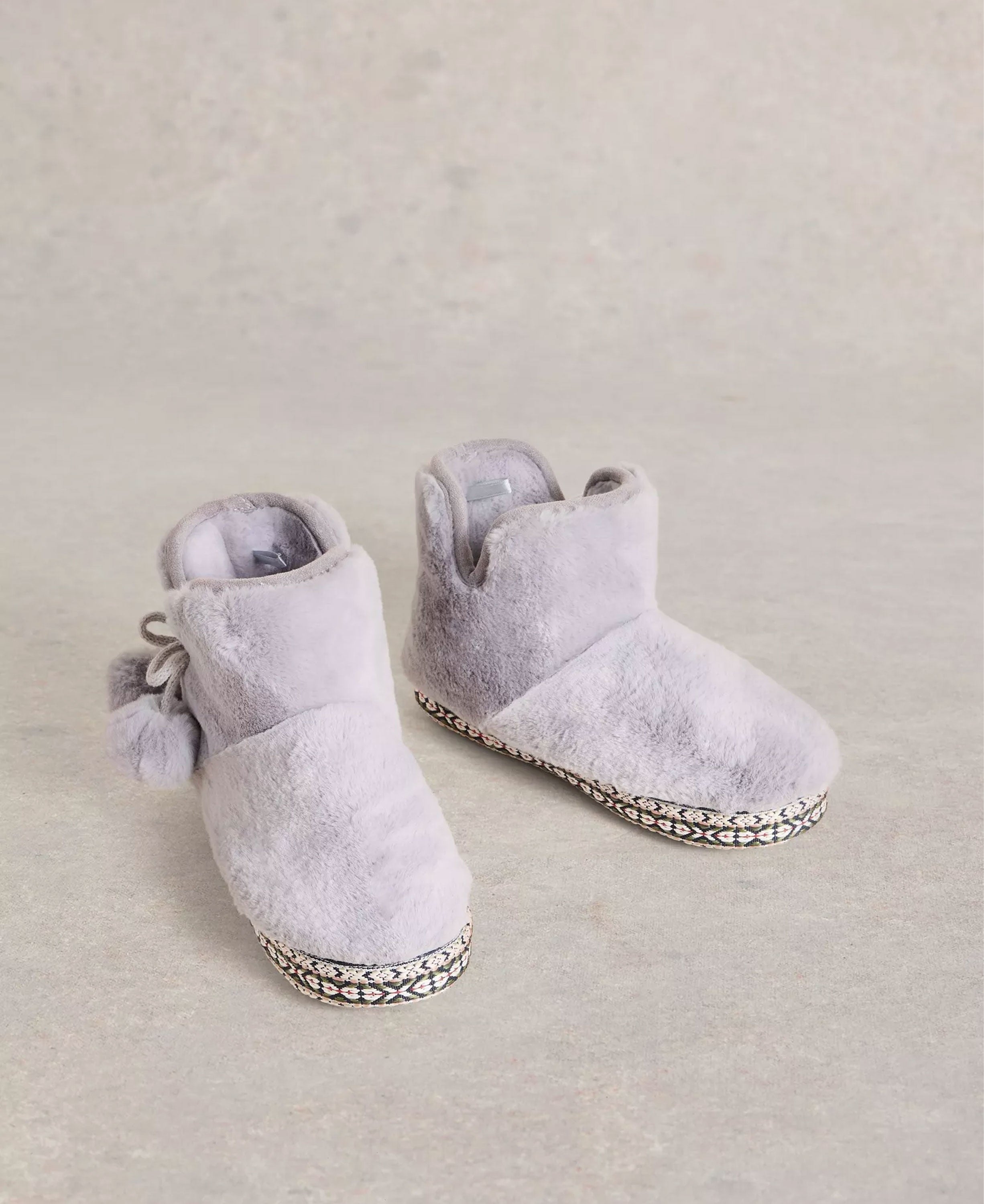 Faux Fur Bootie Slipper - Mid Grey