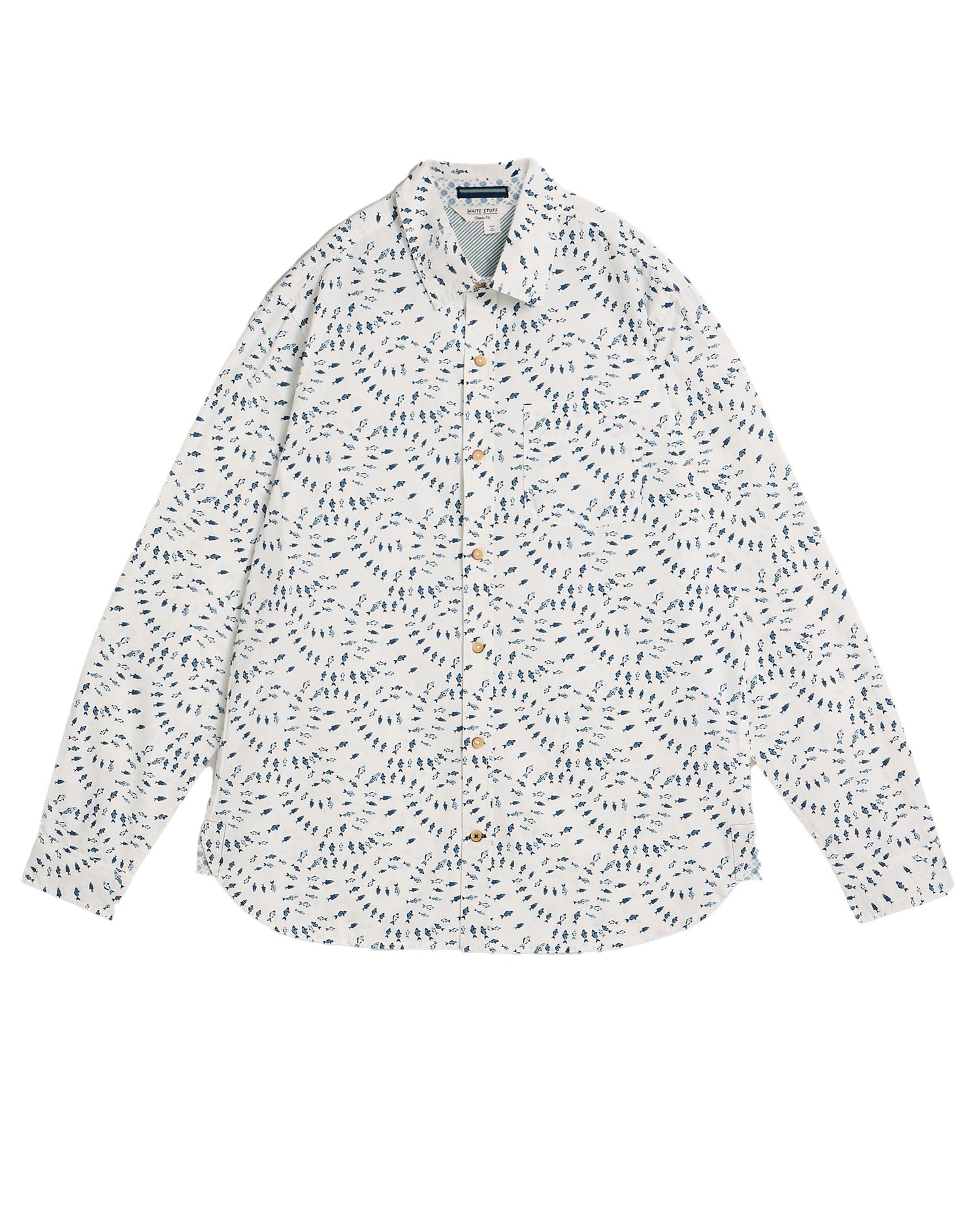 Finsbury Swim Fish Print Shirt - White Print