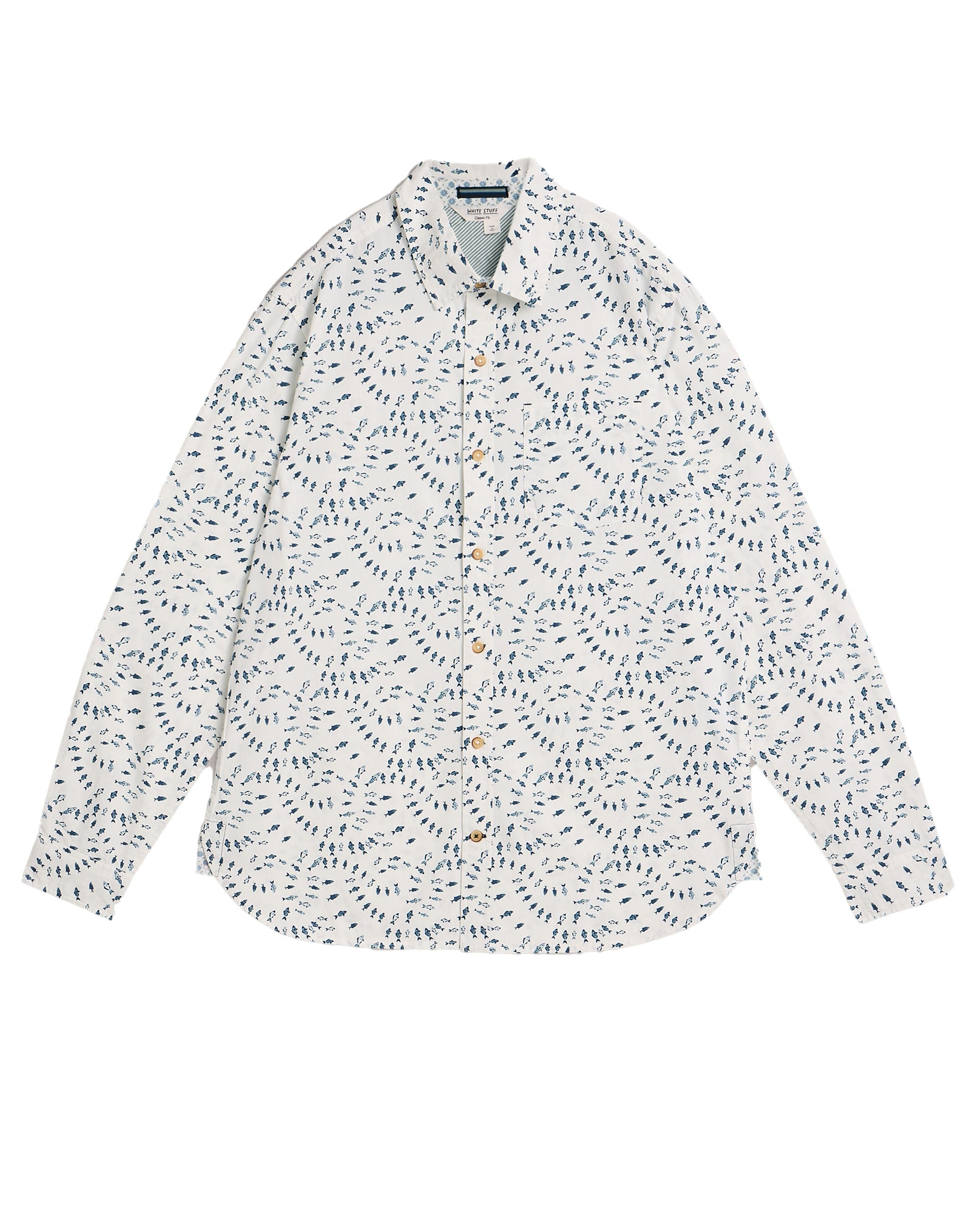 Finsbury Swim Fish Print Shirt - White Print