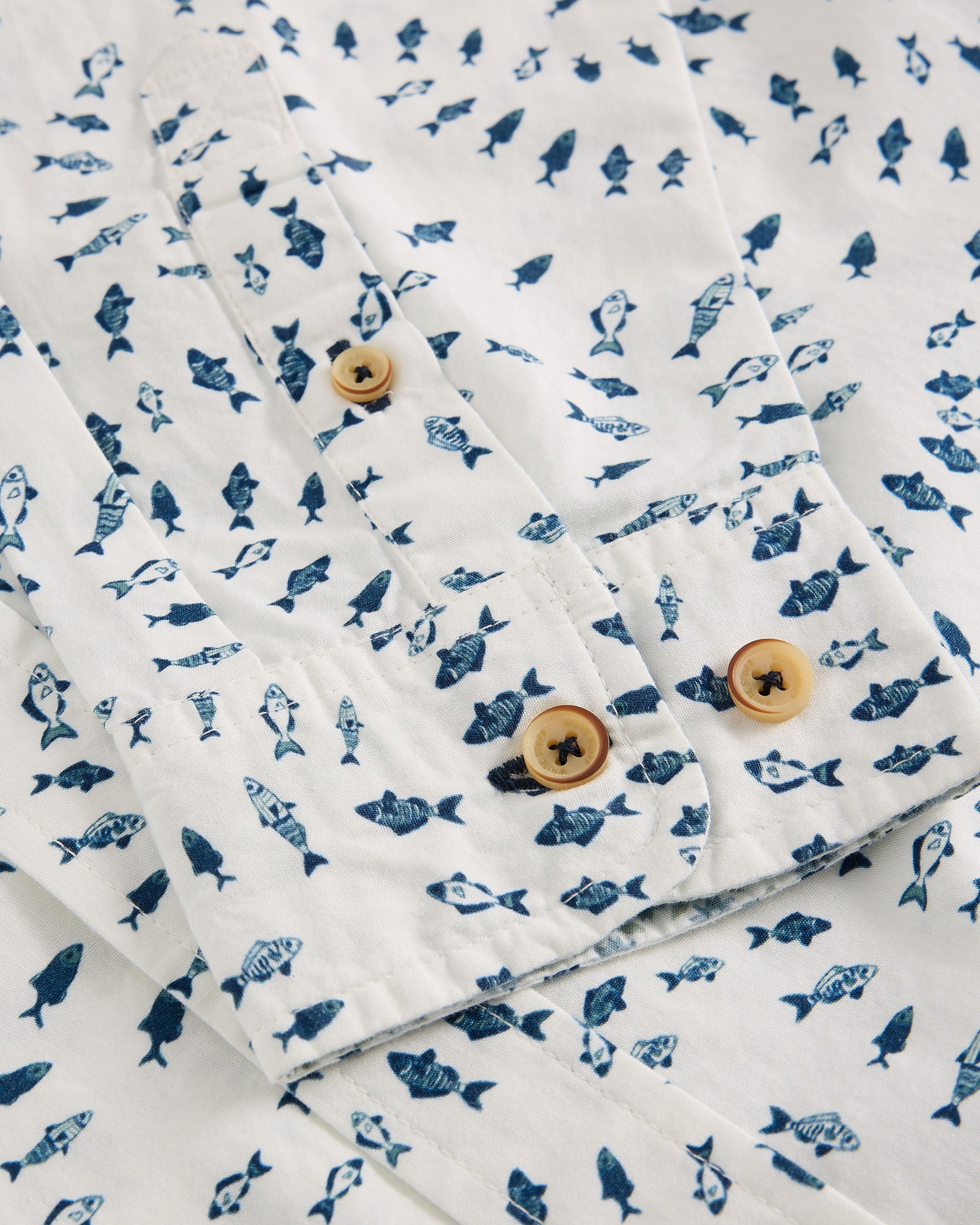 Finsbury Swim Fish Print Shirt - White Print