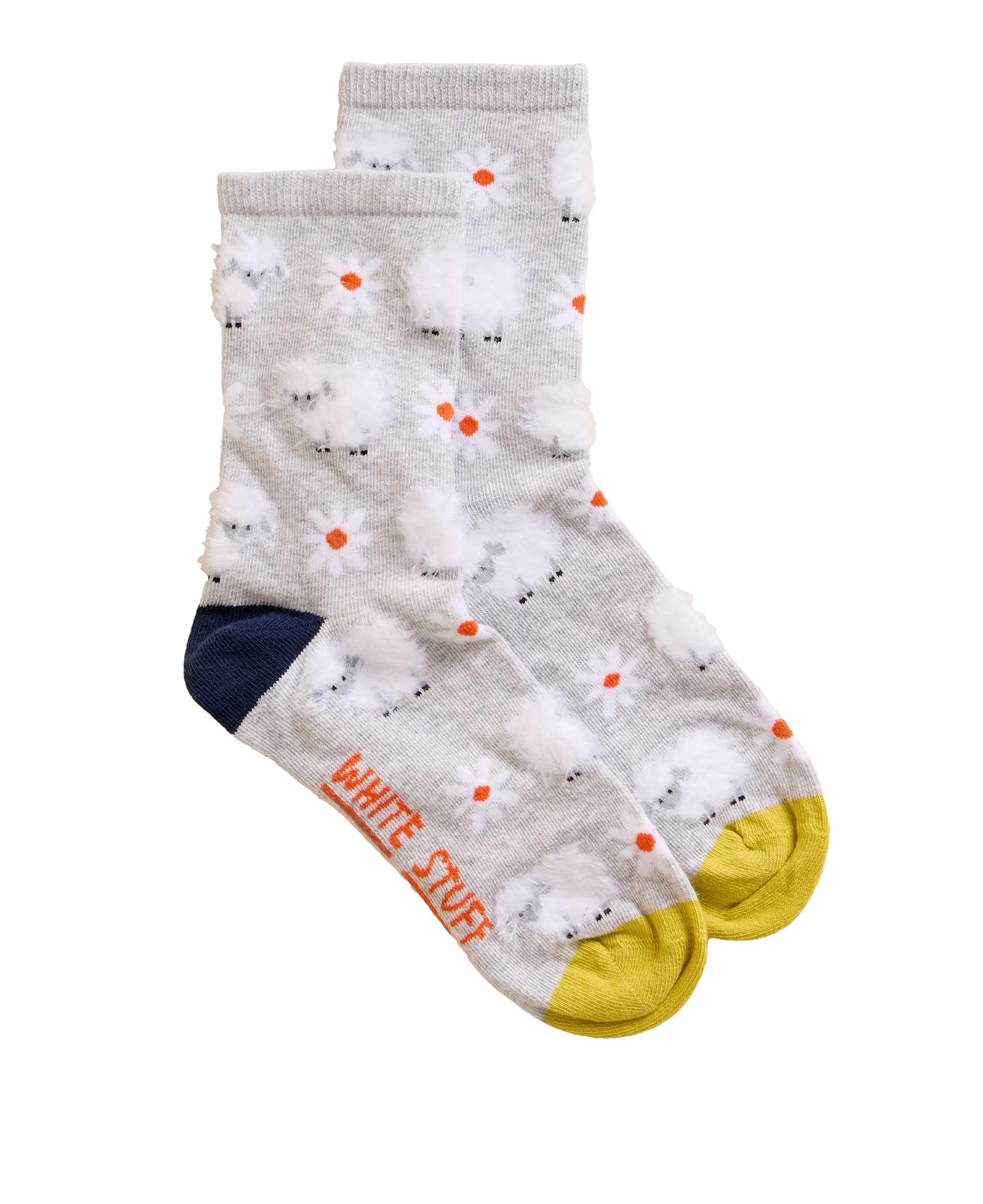 Fluffy Sheep Ankle Socks - Grey Multi