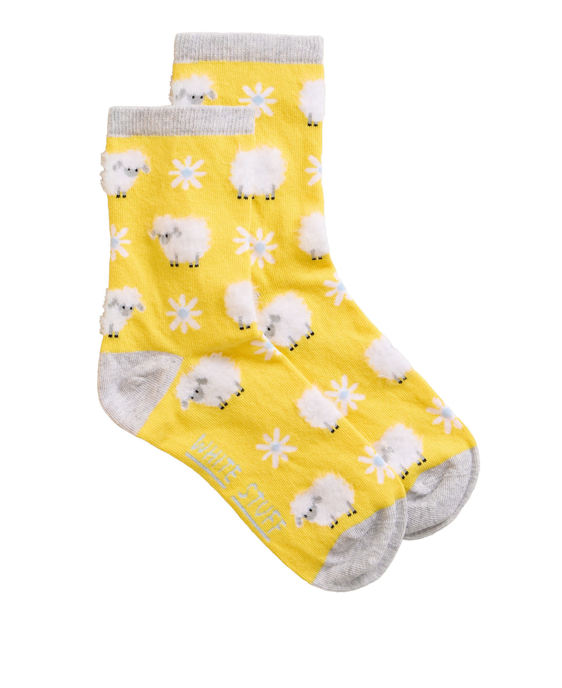 Fluffy Sheep Ankle Socks - Bright Yellow