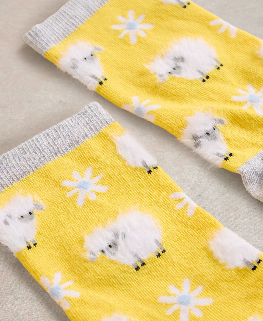 Fluffy Sheep Ankle Socks - Bright Yellow