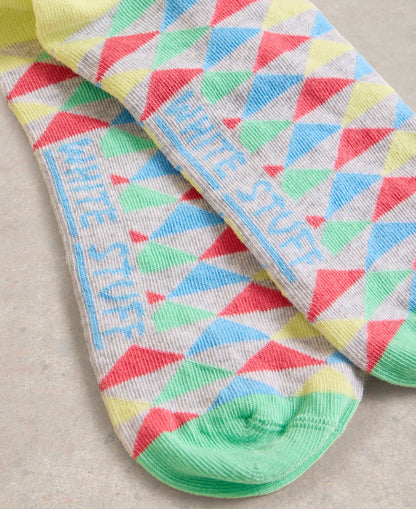 Geo Pop Ankle Socks - Grey Multi