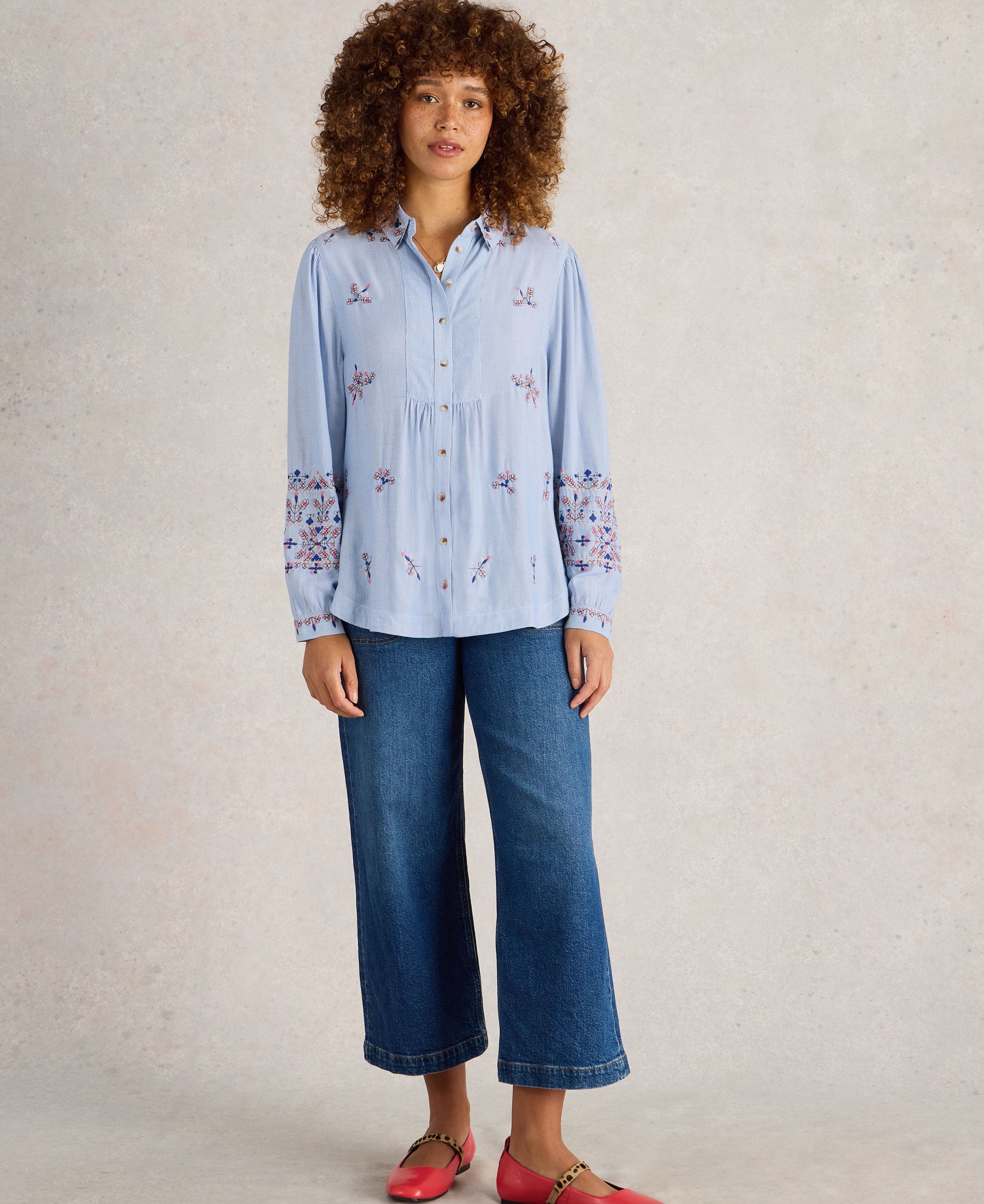 Geri Embroidered Shirt - Blue Multi