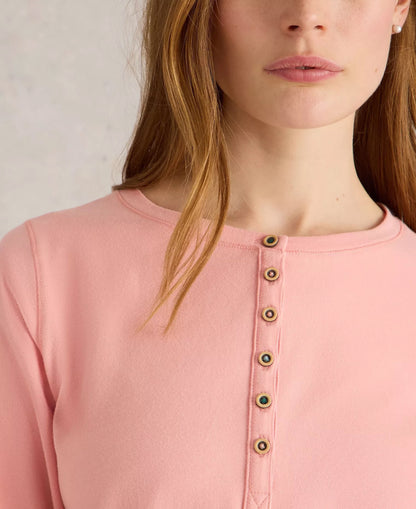 Hailey Henley Jersey Top - Light Pink