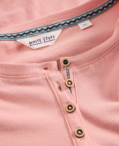 Hailey Henley Jersey Top - Light Pink