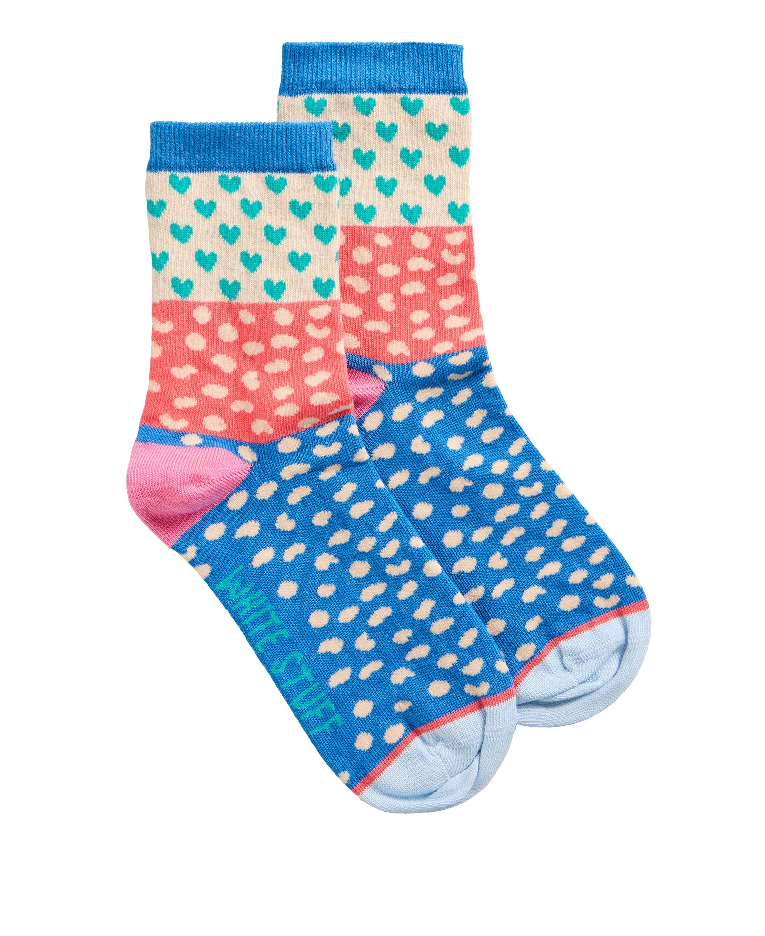 Heart Spot Ankle Sock - Blue Multi