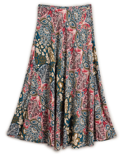 Hope Bias Cut Maxi Skirt - Teal Print