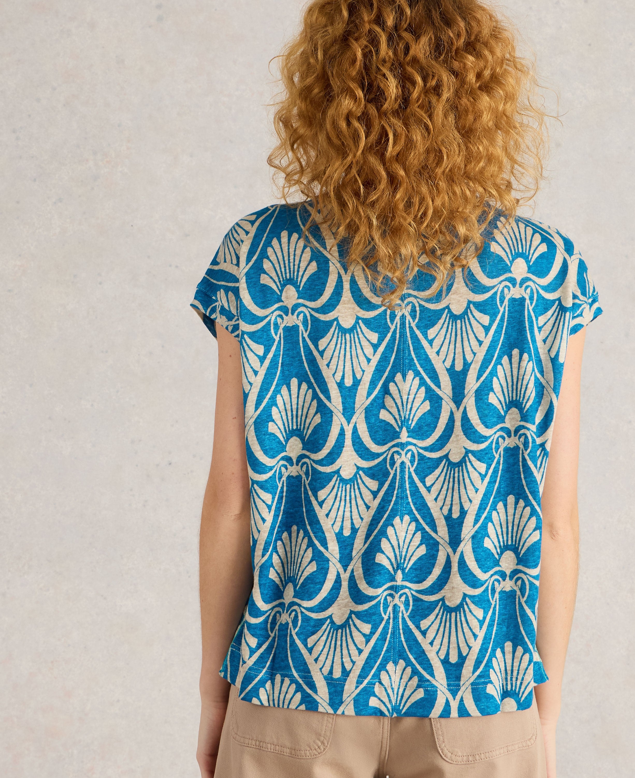 Iris Linen Tee - Blue Print