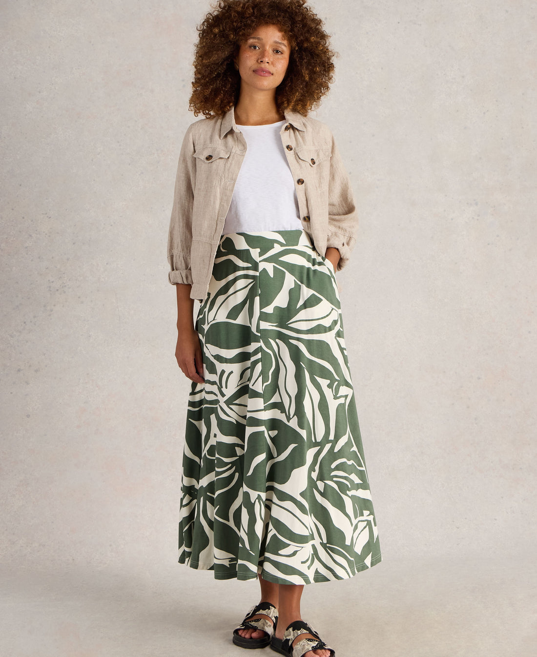 Jada Jersey Maxi Skirt - Green Print