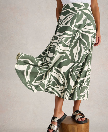 Jada Jersey Maxi Skirt - Green Print