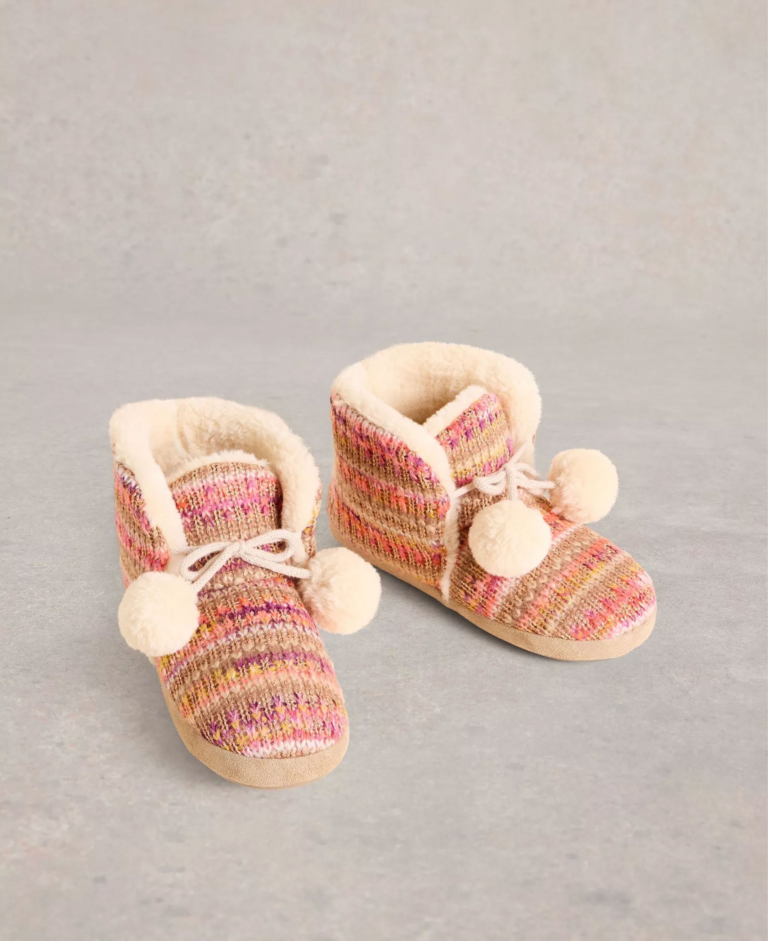 Knitted Bootie Slipper - Natural Multi